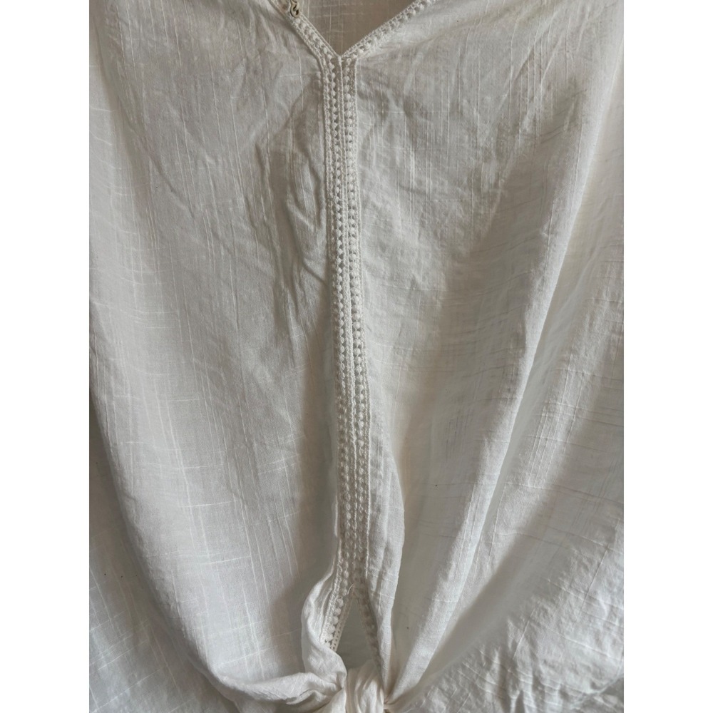 Max Studio White Crochet-Trim Tie-Front Top | NWOT | Size 1X - Picture 8 of 9